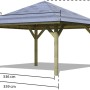 Karibu Pavillon Hedmark 1 aus Holz, kesseldruckimprägniert, mit Maßen.