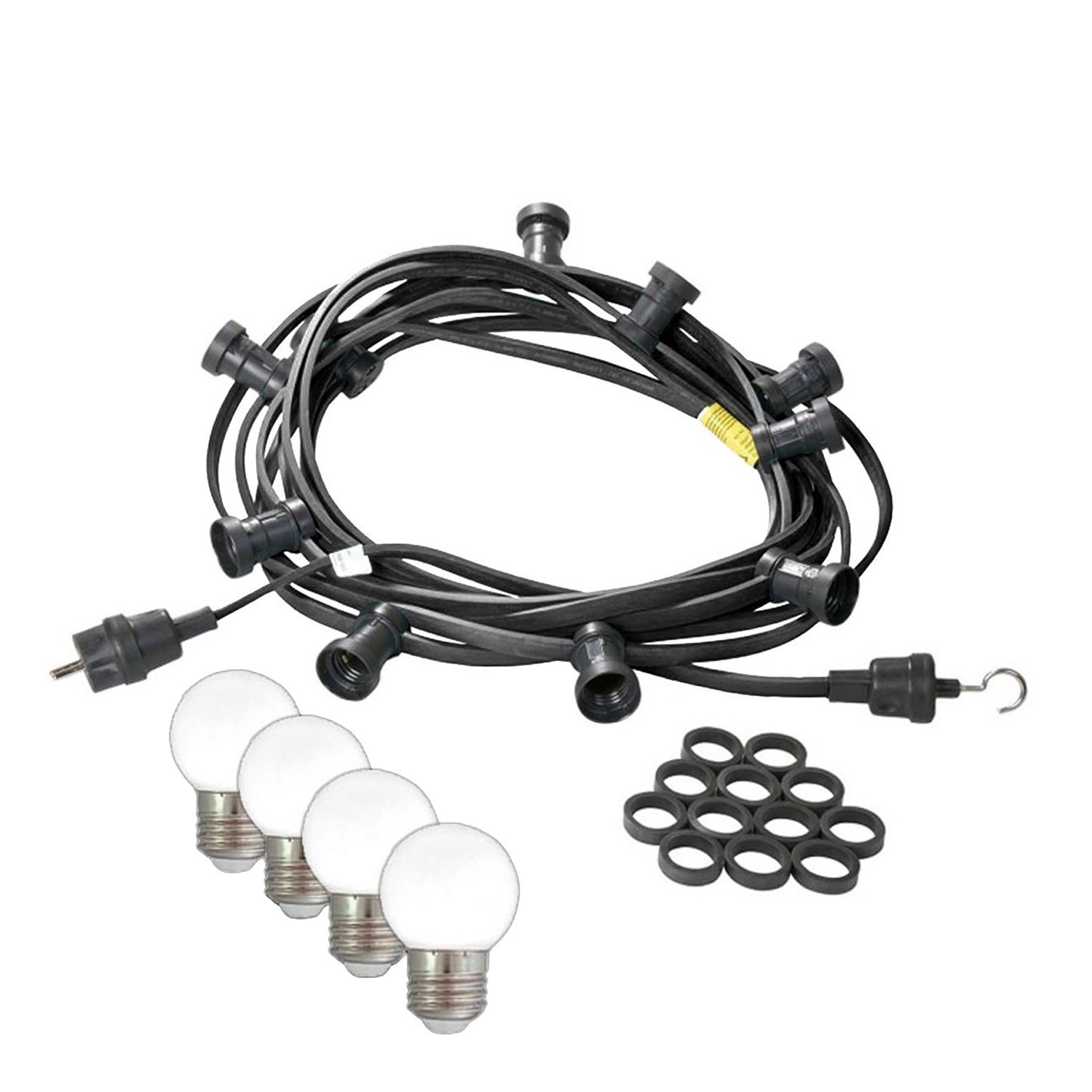 Satisfire Illu- Partylichterkette 5m Schwarz Biergarten 10xE27 LED Kugellam günstig online kaufen