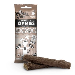 Lucky Jim Gymies Kaninchen, Hunde-Belohnungssnacks, getreidefrei, 75g Packung.