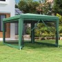 Grünes vidaXL Partyzelt 3x4 m mit Mesh-Seitenwänden im Garten.
