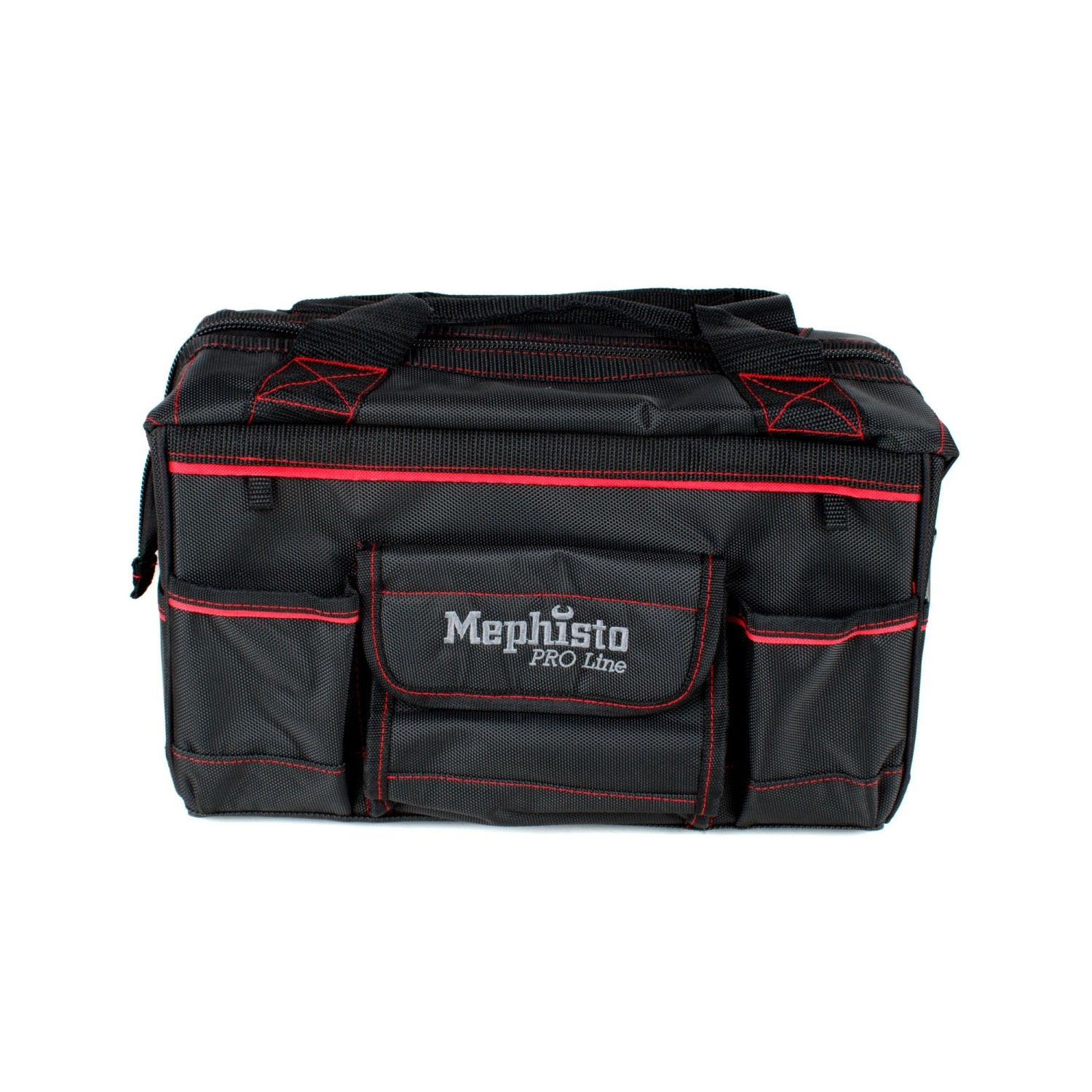 Mephisto Werkzeugtrolley Nova, robuste Arbeitstasche mit Schultergurt, schwarz/rot.