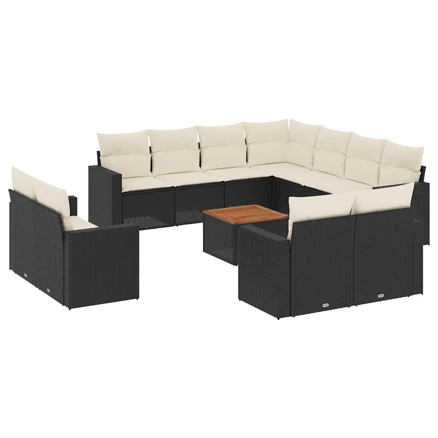 vidaXL 12-Tlg Garten-Sofagarnitur mit Kissen Schwarz Poly Rattan 3256714 günstig online kaufen