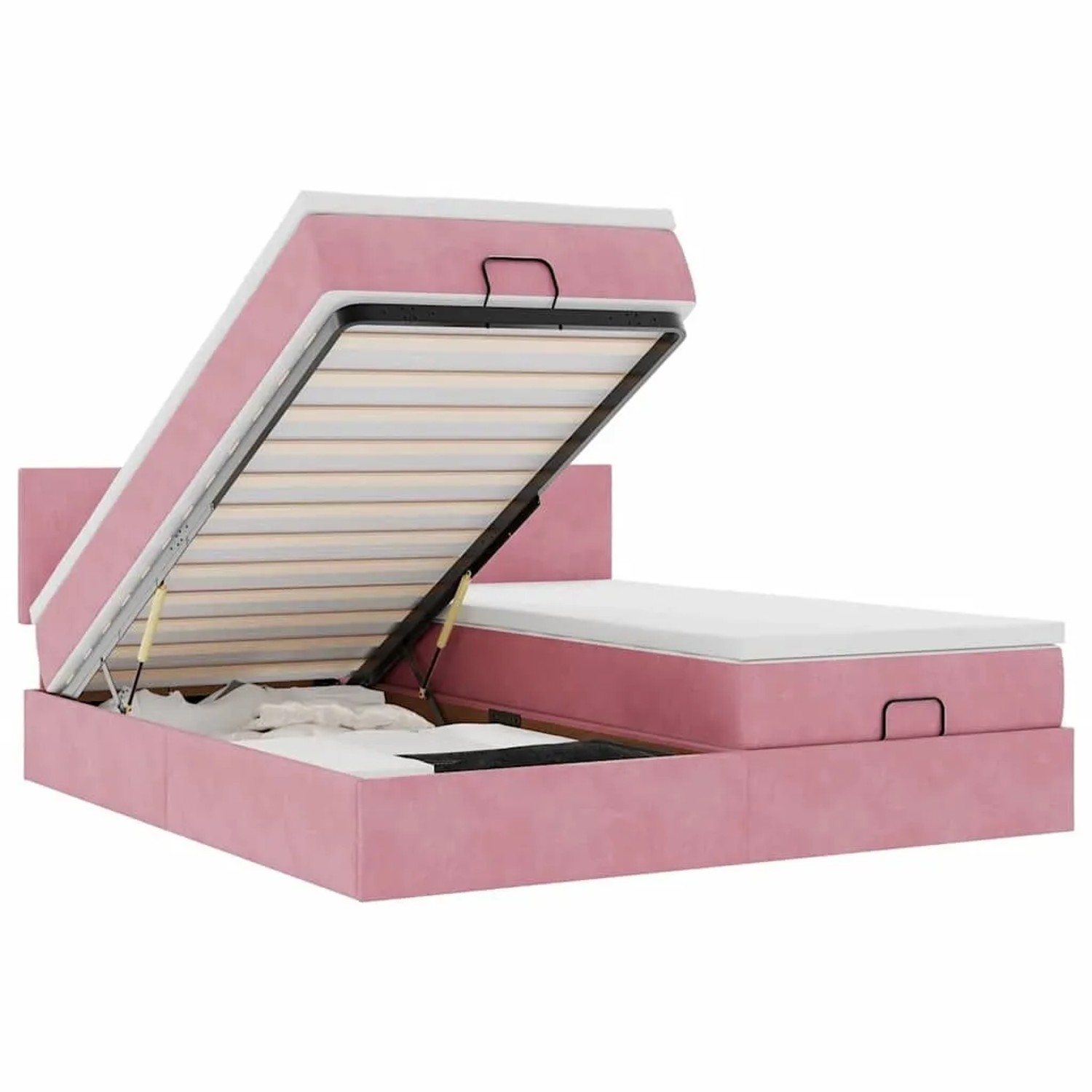 vidaXL Ottoman-Bett mit Matratzen & LEDs Rosa 160x200 cm Samt 3312904