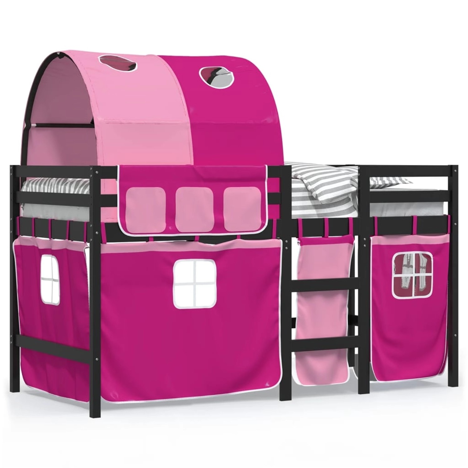 vidaXL Kinderhochbett mit Tunnel Rosa 90x200 cm Massivholz Kiefer 3283852 günstig online kaufen