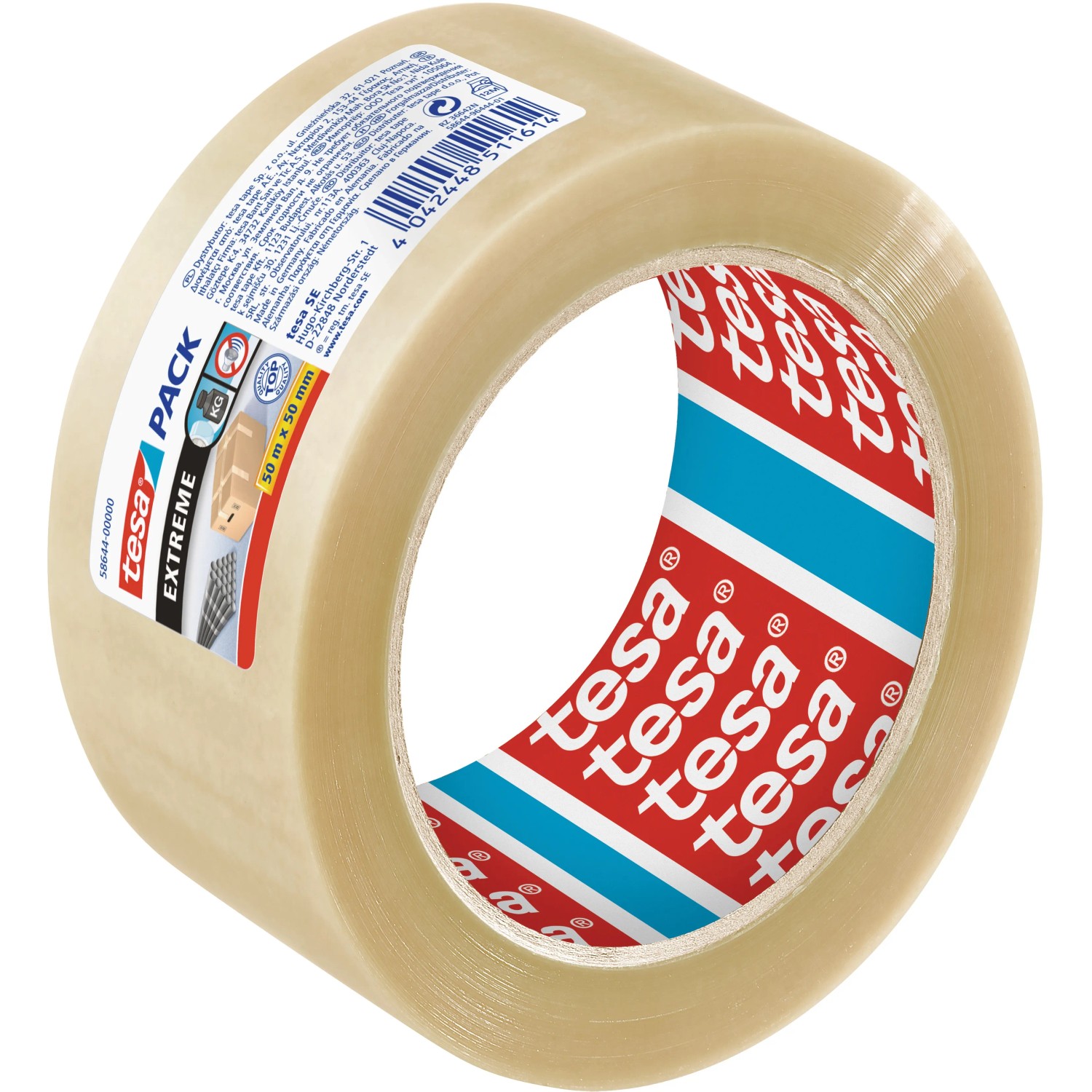 Tesa Pack Extreme Paketband, transparent, 50m x 5cm. Stark klebend für schwere Pakete.