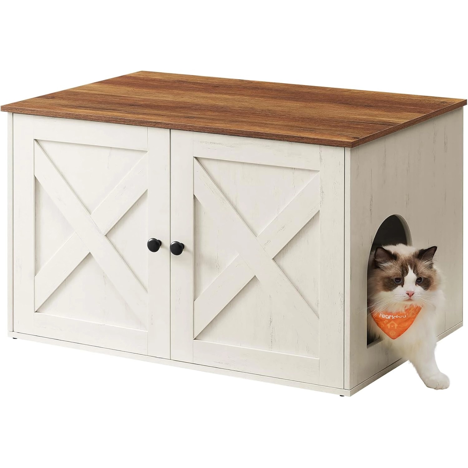 Feandrea Katzenklo-Schrank 80 cm x 53 cm x 50 cm Braun-Weiß günstig online kaufen