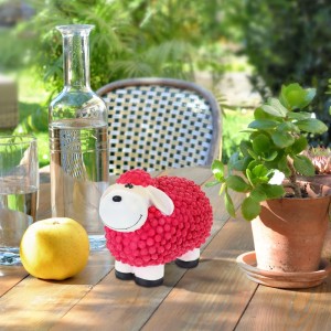Relaxdays Gartenfigur Schaf Polyresin Pink Wetterfest 16 cm x 21 cm x 12,5 cm 0,8 kg