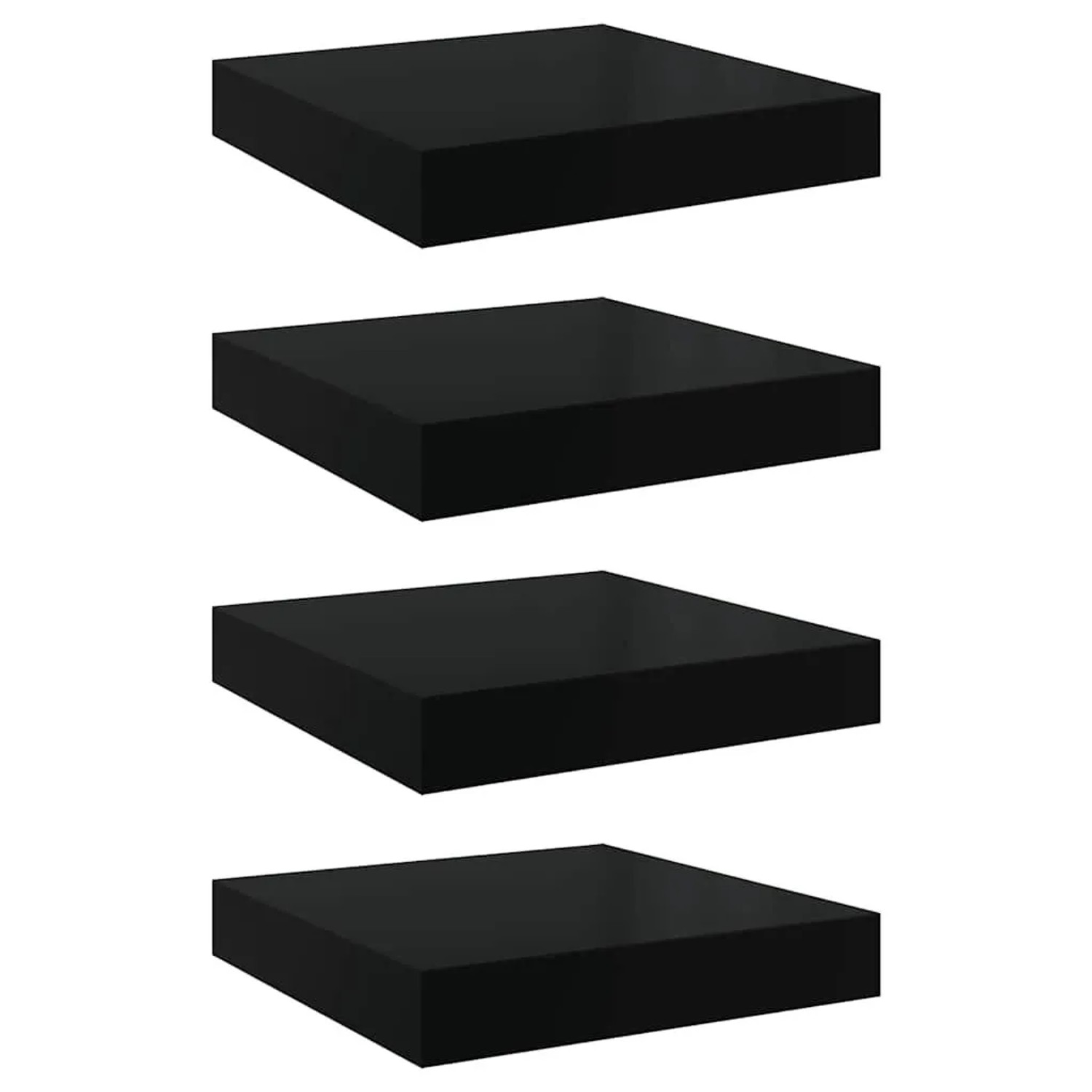 vidaXL Schweberegale 4 Stk Hochglanz-Schwarz 23x23,5x3,8 cm MDF 323762