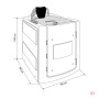 Skizze einer AquaVapore Senioren Sitzbadewanne S10-TH mit Maßen 90x80x100 cm, Tür, Armaturen und Nackenstütze.