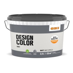 Eimer OBI Design Color 2,5 l in Grau, matte, farbige Innenfarbe für Wände.