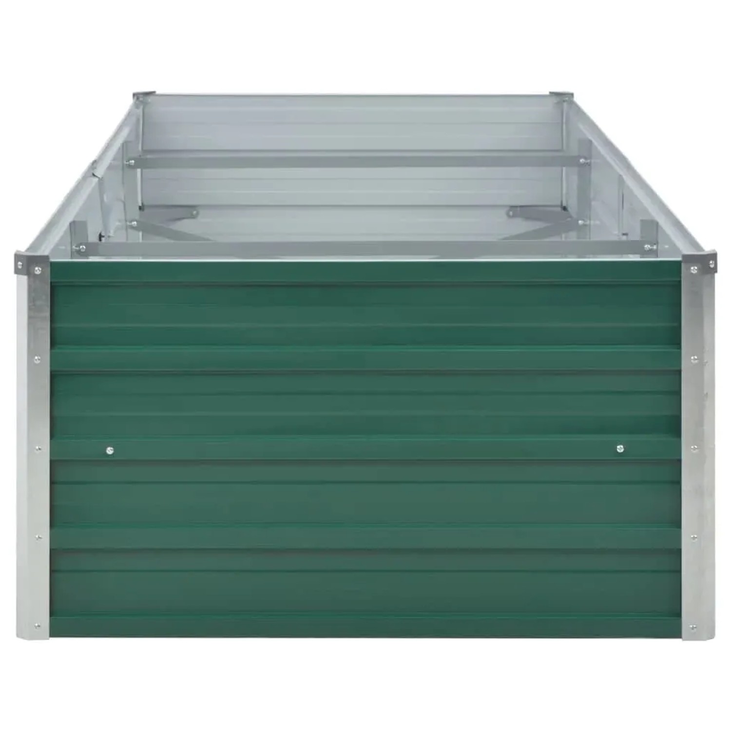 Grünes vidaXL Garten-Hochbeet aus Stahl, 240x80x45 cm, für Garten, Balkon oder Terrasse.