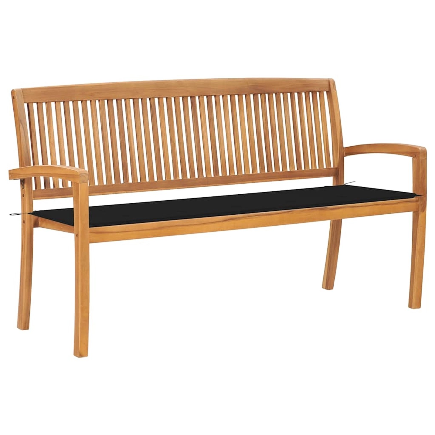vidaXL Stapelbare Gartenbank mit Auflage 159 cm Massivholz Teak 3063313