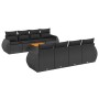vidaXL 9-tlg. Garten-Sofagarnitur aus Poly Rattan in Schwarz mit Kissen und Tisch.