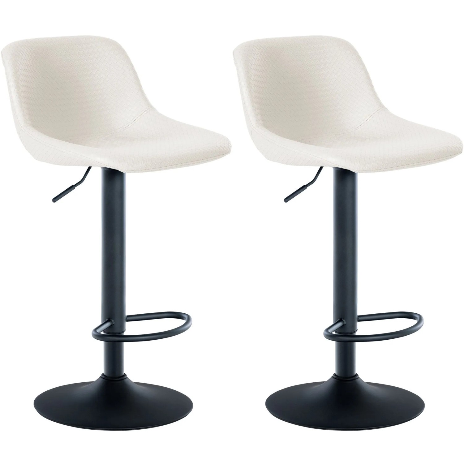 DELUKE 2er Set Barhocker HODOR Kunstleder Creme 43x49x79cm Barstuhl Höhenverstellbar Mit Lehne Drehbar Tresenhocker Tres...