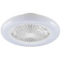Weiße LED-Deckenleuchte Montero mit Ventilator, Ø 42 cm. Moderne Deckenlampe für Wohnräume.