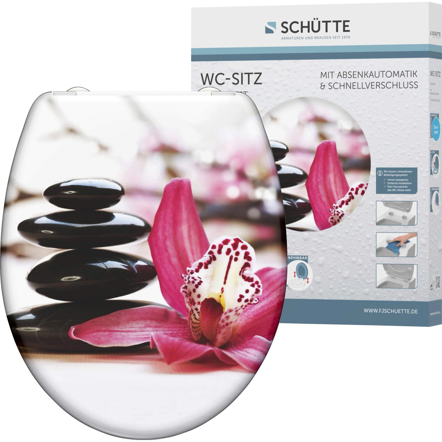 Schütte WC-Sitz Wellyness Duroplast mit Absenkautomatik & Schnellverschluss