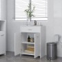 Weißer vidaXL Badezimmerschrank (60x33x80 cm) mit Schublade und offenem Fach. Badmöbel-Set aus Holzwerkstoff.