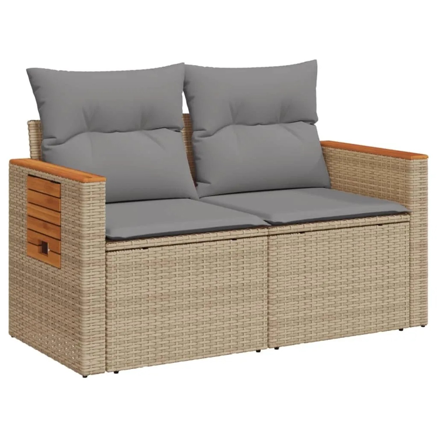 vidaXL Gartensofa mit Kissen 2-Sitzer Beige Poly Rattan 366098 günstig online kaufen