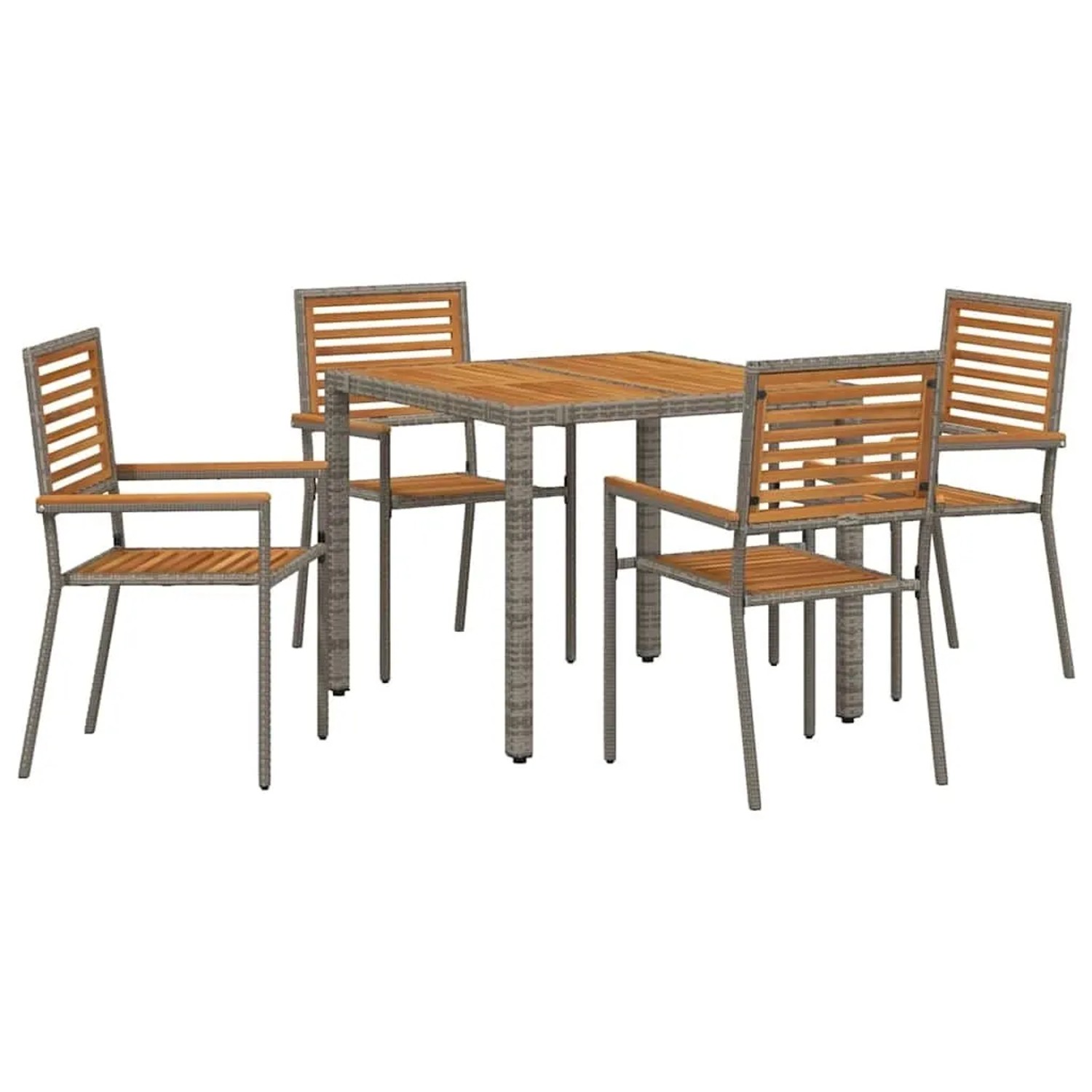 vidaXL Garten Essgruppe 5-Tlg Grau Poly-Rattan 3365437 günstig online kaufen