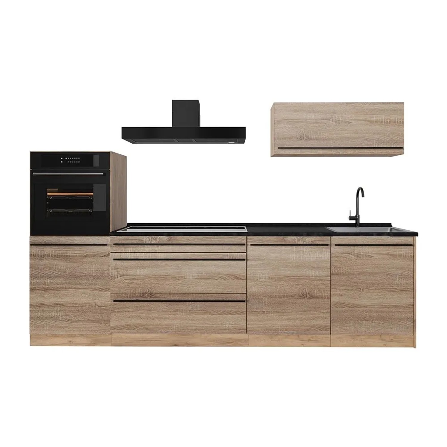 Vicco Küchenzeile R-Line Sonoma/Goldkraft Eiche 280 x 143 Arbeitsplatte Anthrazit Art Nr 67261