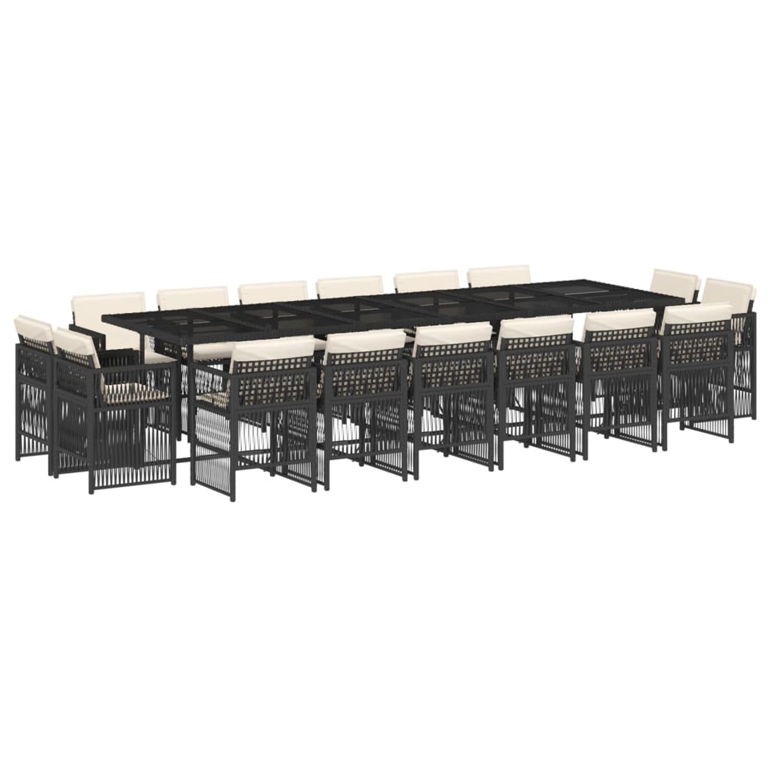 vidaXL 17-Tlg Garten-Essgruppe mit Kissen Schwarz Poly Rattan 3211062 günstig online kaufen