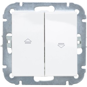 Weißer Jalousieschalter Leonie für Unterputzmontage mit Pfeilsymbolen.