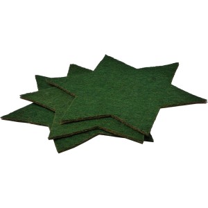 3er Set grüne Mulchscheiben in Sternform, Ø 37cm, für Winterschutz und Unkrautunterdrückung.