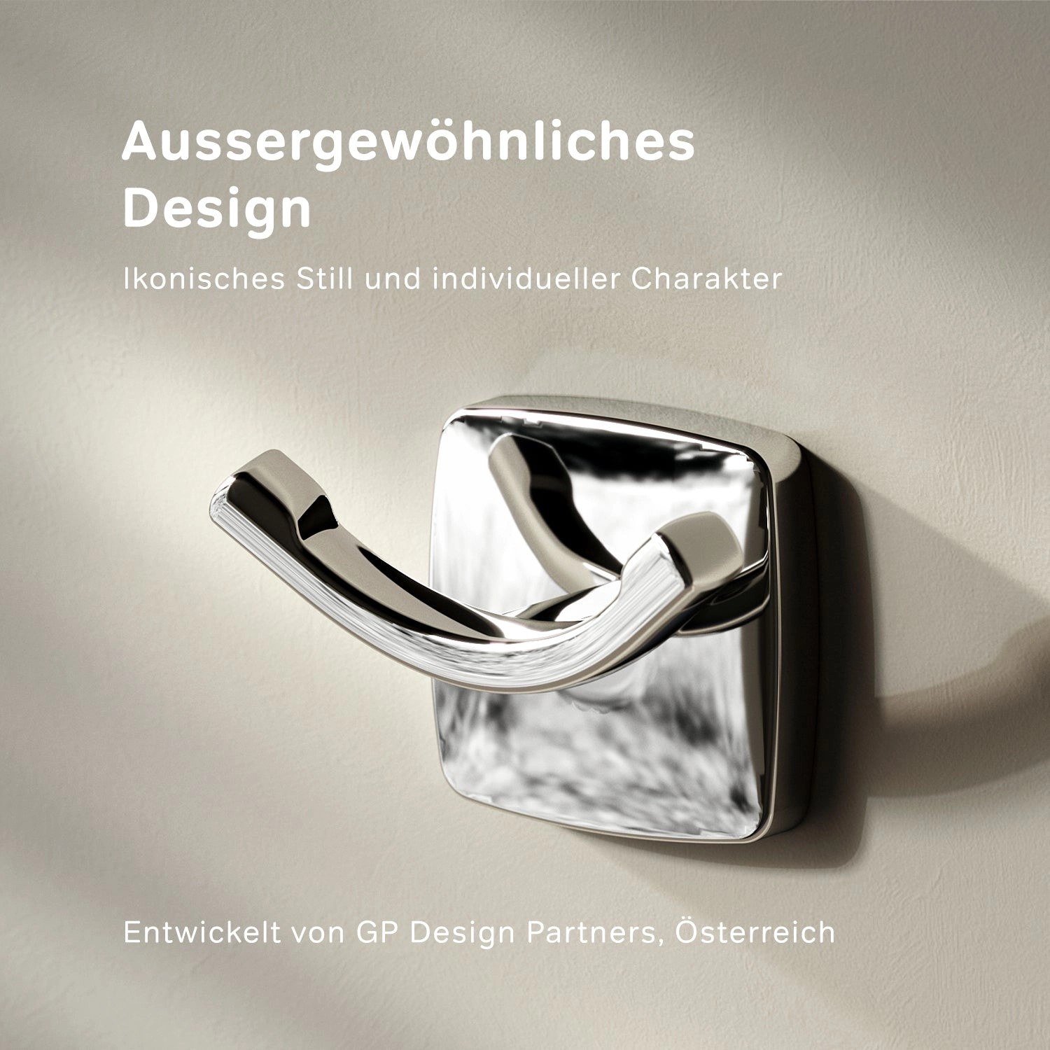 AM.PM Handtuchhaken Gem Chrom, moderner Doppel-Haken für Bad & WC.