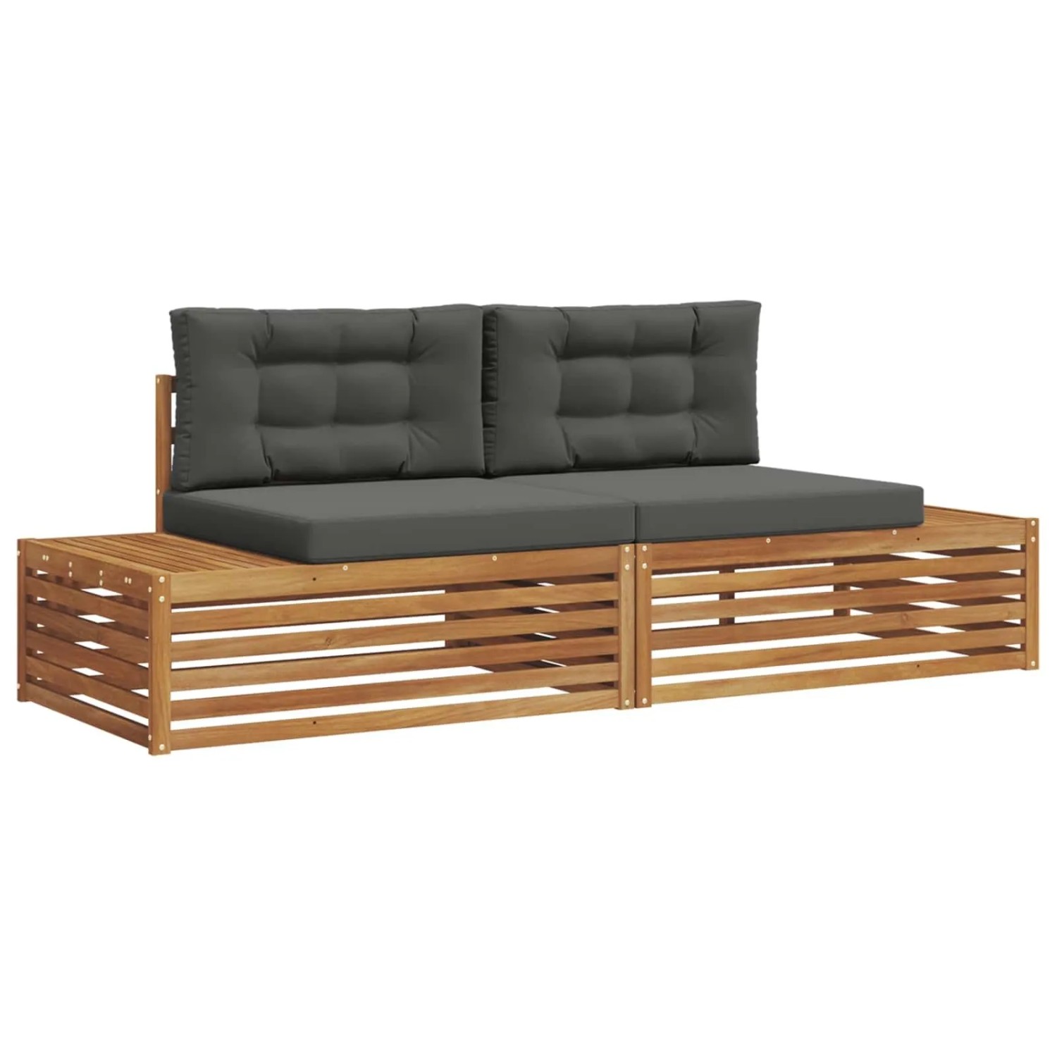 vidaXL Outdoor-Sofagarnitur mit Kissen 2-Tlg Natur und Anthrazit 3374082
