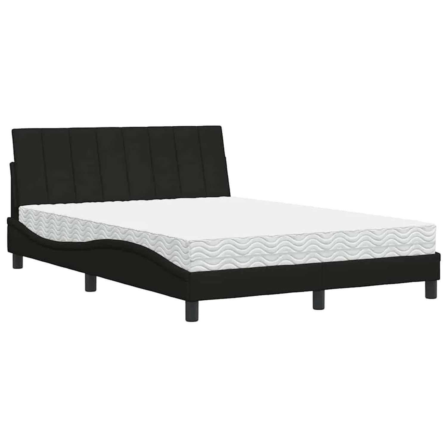 vidaXL Bett mit Matratze Hanko Schwarz 140x190 cm Stoff 3310526