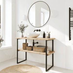 HEVVA Gestell Doppel-Waschtisch NECKAR 25 cm Tief 1 Halter Schwarz