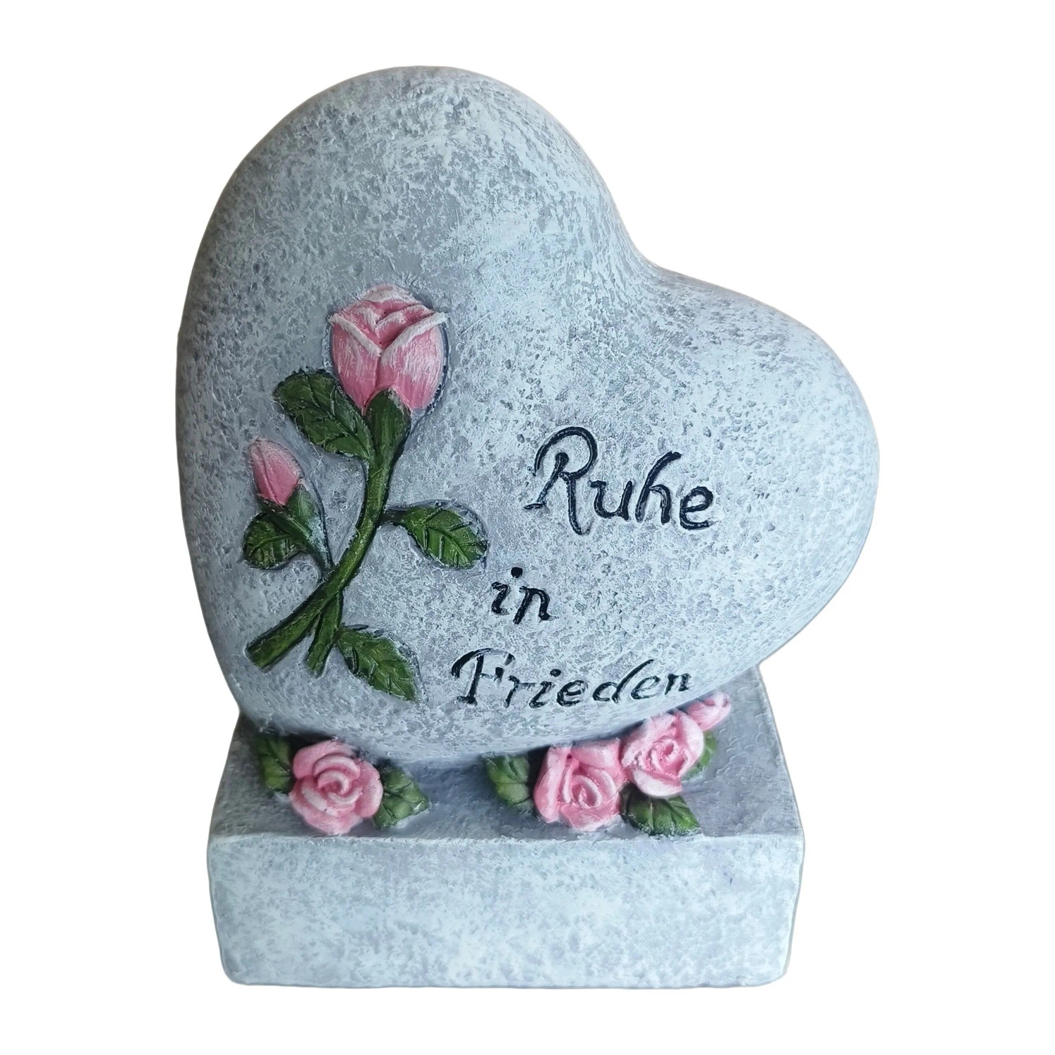 Relaxdays Grabschmuck Herz Polyresin Grau Wetterfest 17 cm x 13 cm x 8 cm