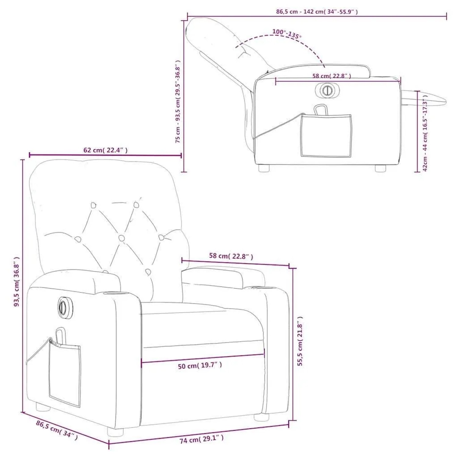 vidaXL Massagesessel Elektrisch Rot Kunstleder 3204770_16