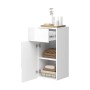 Vicco Midischrank Izan, weiß hochglanz, 37x77 cm, mit Schublade und Tür. Badregal für mehr Stauraum.