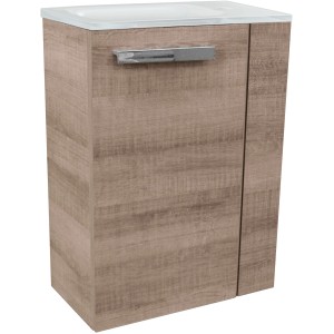 Fackelmann Waschbeckenunterschrank SBC in Graueiche, 44 cm breit. Badezimmermöbel mit Griffleiste.