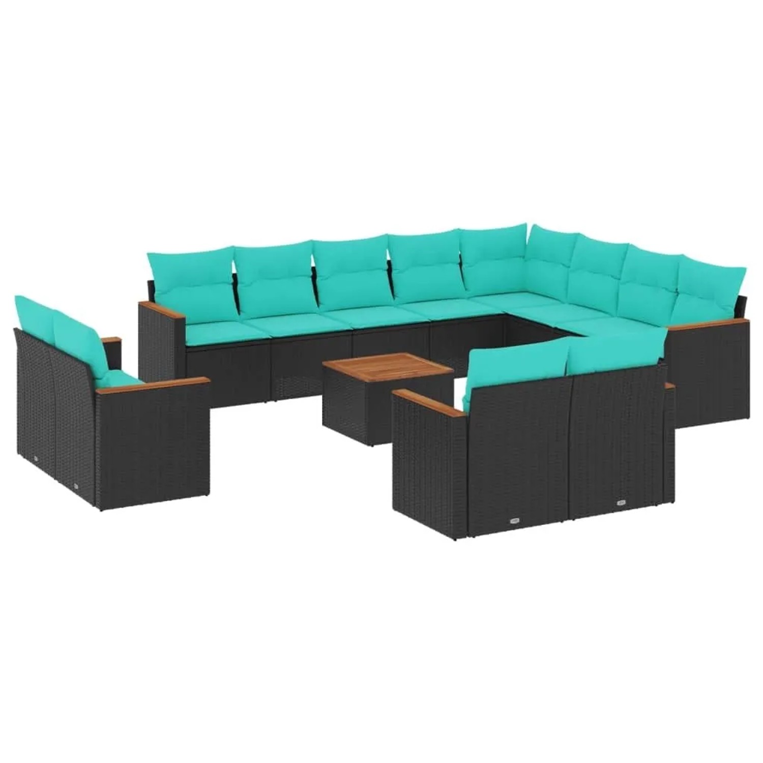 vidaXL 13-Tlg Gartensofa-Set mit Kissen Schwarz Polyrattan 3226519 günstig online kaufen