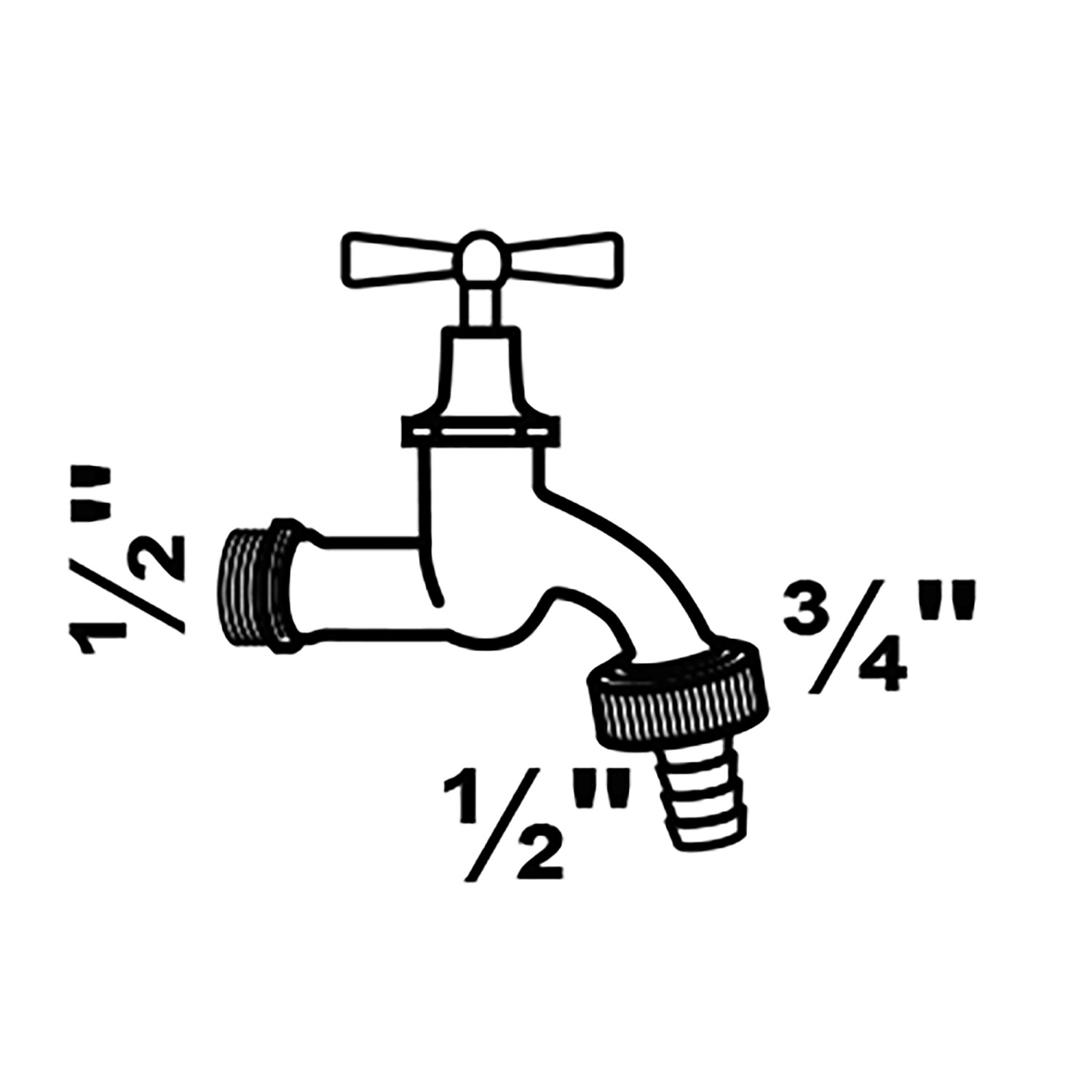 Kirchhoff Auslaufventil mit Knebelgriff, Chrom, verschiedene Anschlussgrößen (1/2, 3/4)