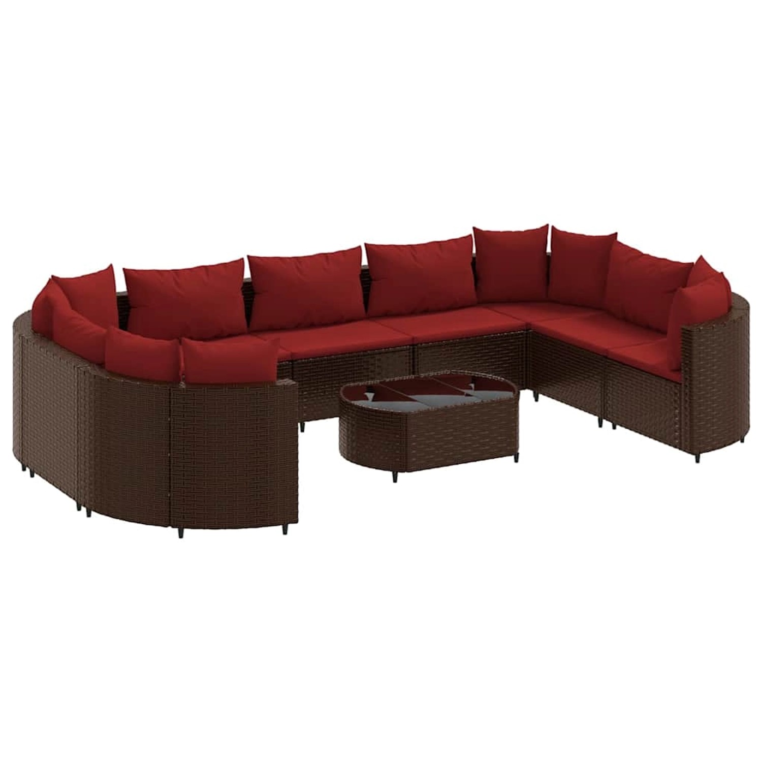 vidaXL 10-Tlg Garten-Sofagarnitur mit Kissen Braun Poly Rattan 3308405 günstig online kaufen