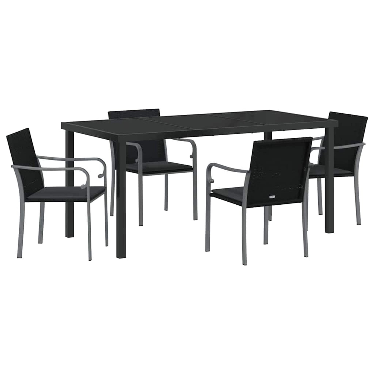 vidaXL Garten Essgruppe 5-Tlg Schwarz Poly Rattan 3379054 günstig online kaufen