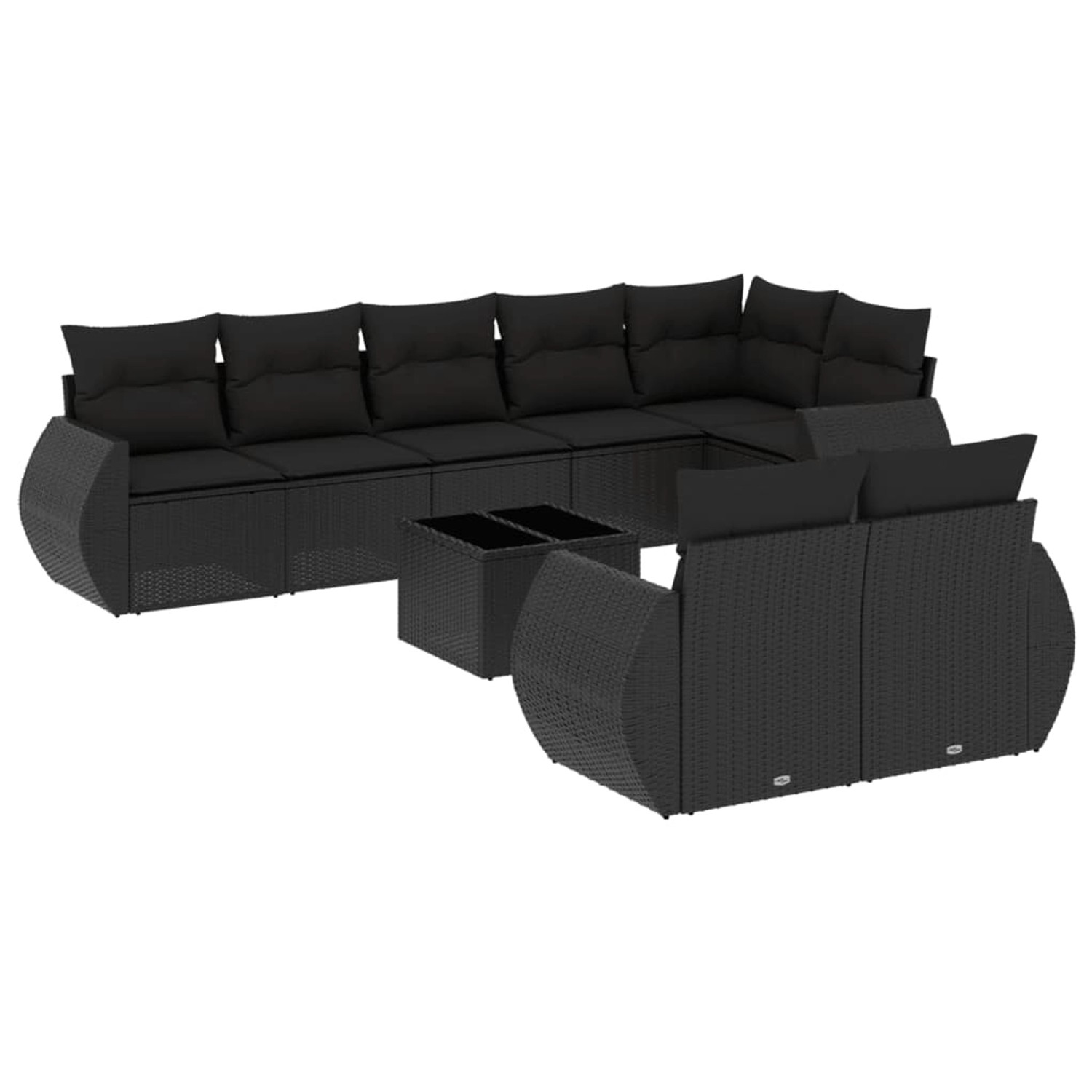 vidaXL 9-tlg Garten-Sofagarnitur mit Kissen Schwarz Poly Rattan Modell 77 günstig online kaufen