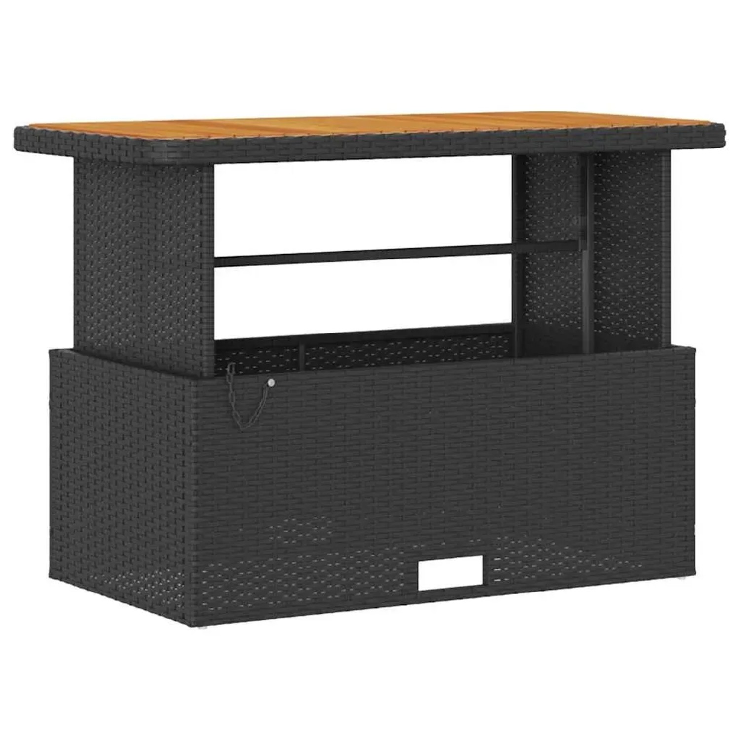 Schwarze vidaXL Garten Essgruppe aus Polyrattan mit Holztischplatte, ideal für Terrasse und Garten.