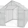 Vitavia Gewächshaus Olymp 11500 aus Alu, 11,5 m², mit geöffneter Doppeltür und Fundamentrahmen.