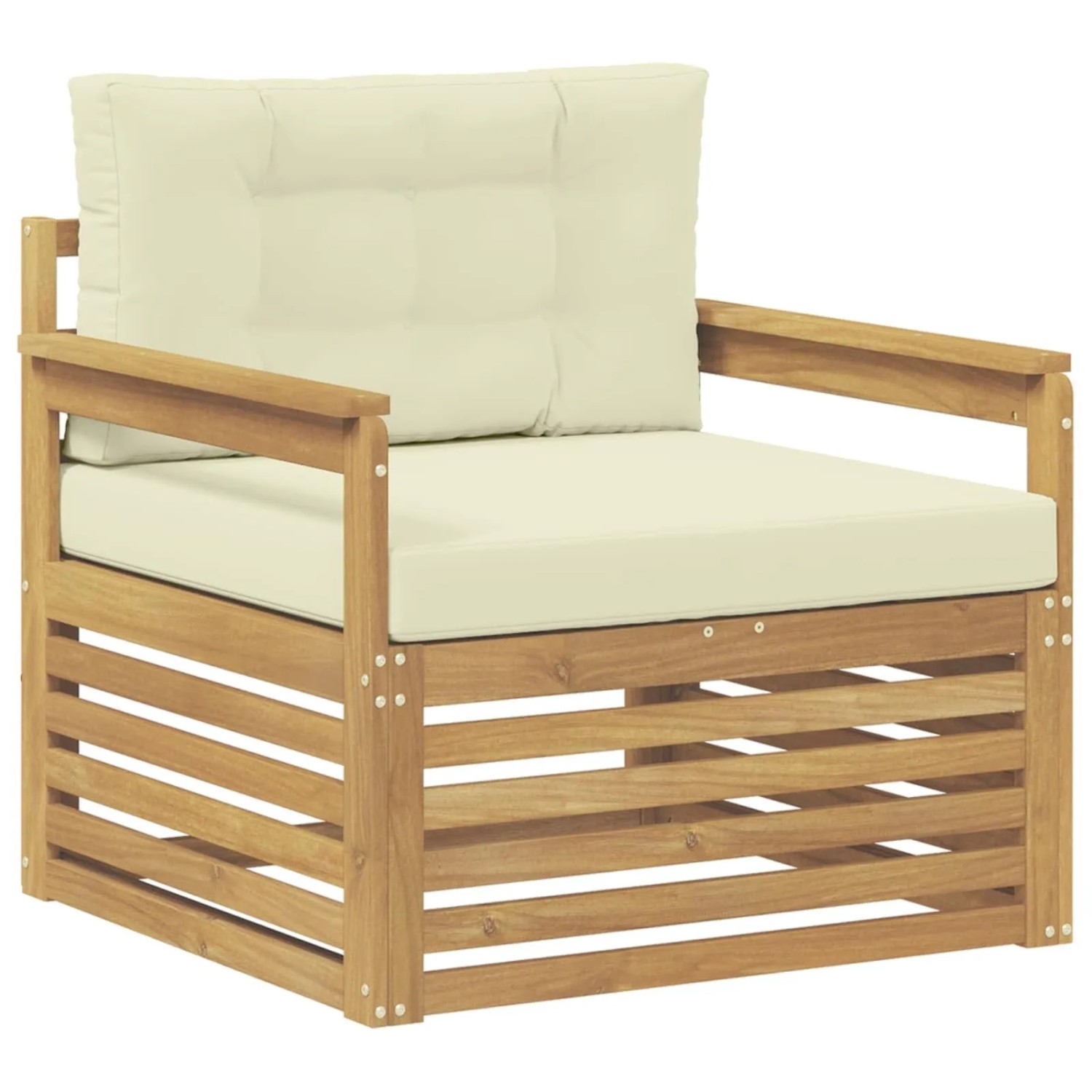 vidaXL Outdoor-Sofa Polyester Weiß und Creme 3439122