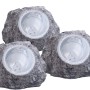 3er Set Globo LED Solarleuchten in Steinoptik Grau für den Garten.