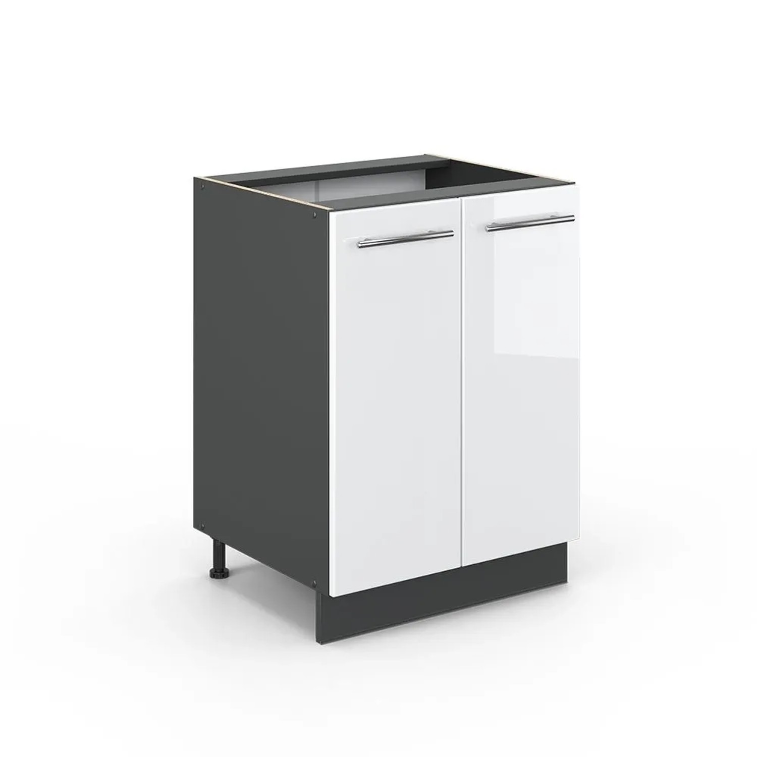 Vicco Küchenunterschrank Fame-Line Weiß Hochglanz Anthrazit 60 cm ohne Arbeitsplatte