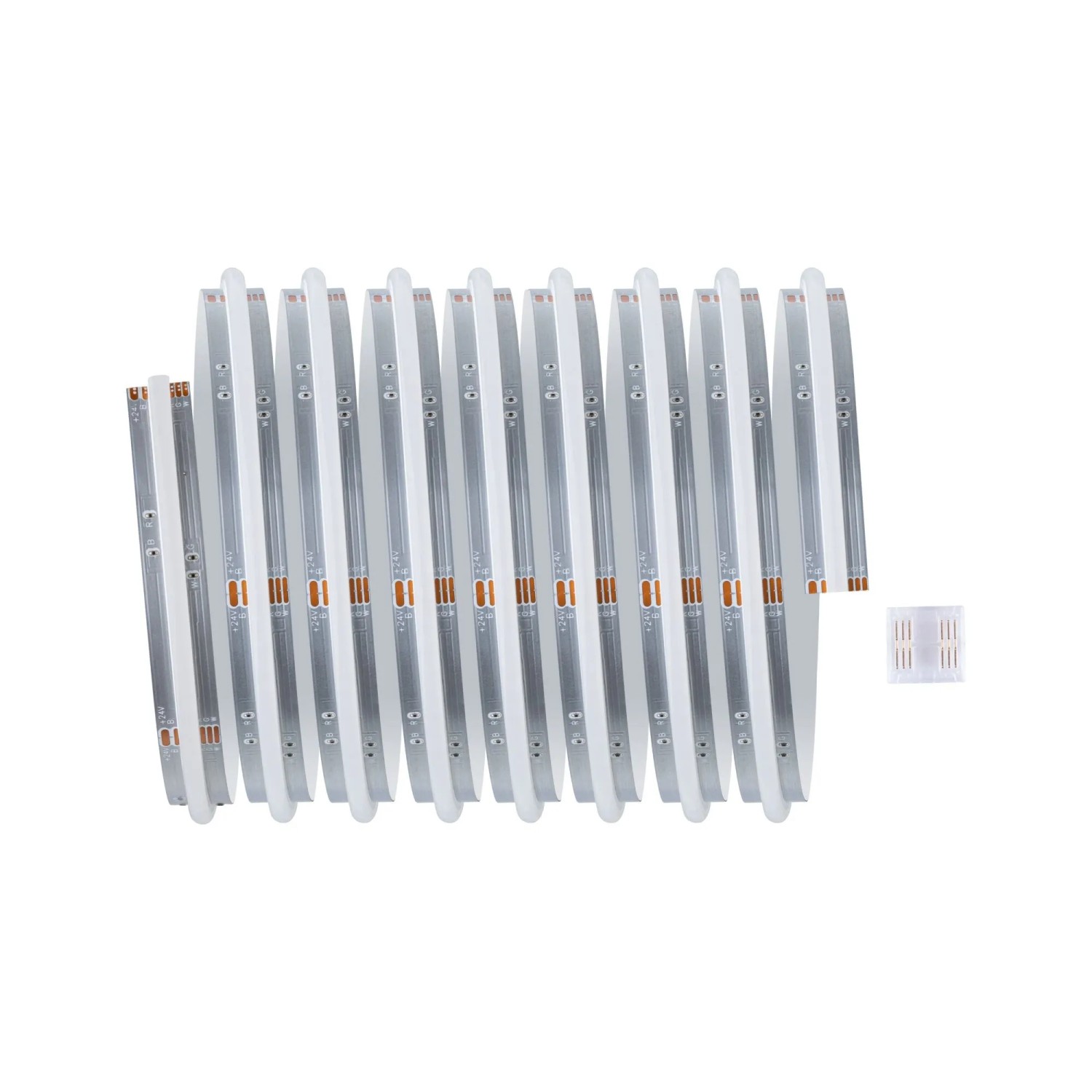 Paulmann MaxLED 1000 RGBW COB LED-Strip-Erweiterung, 2,5 m, weiß, aufgerollt mit Verbinder.