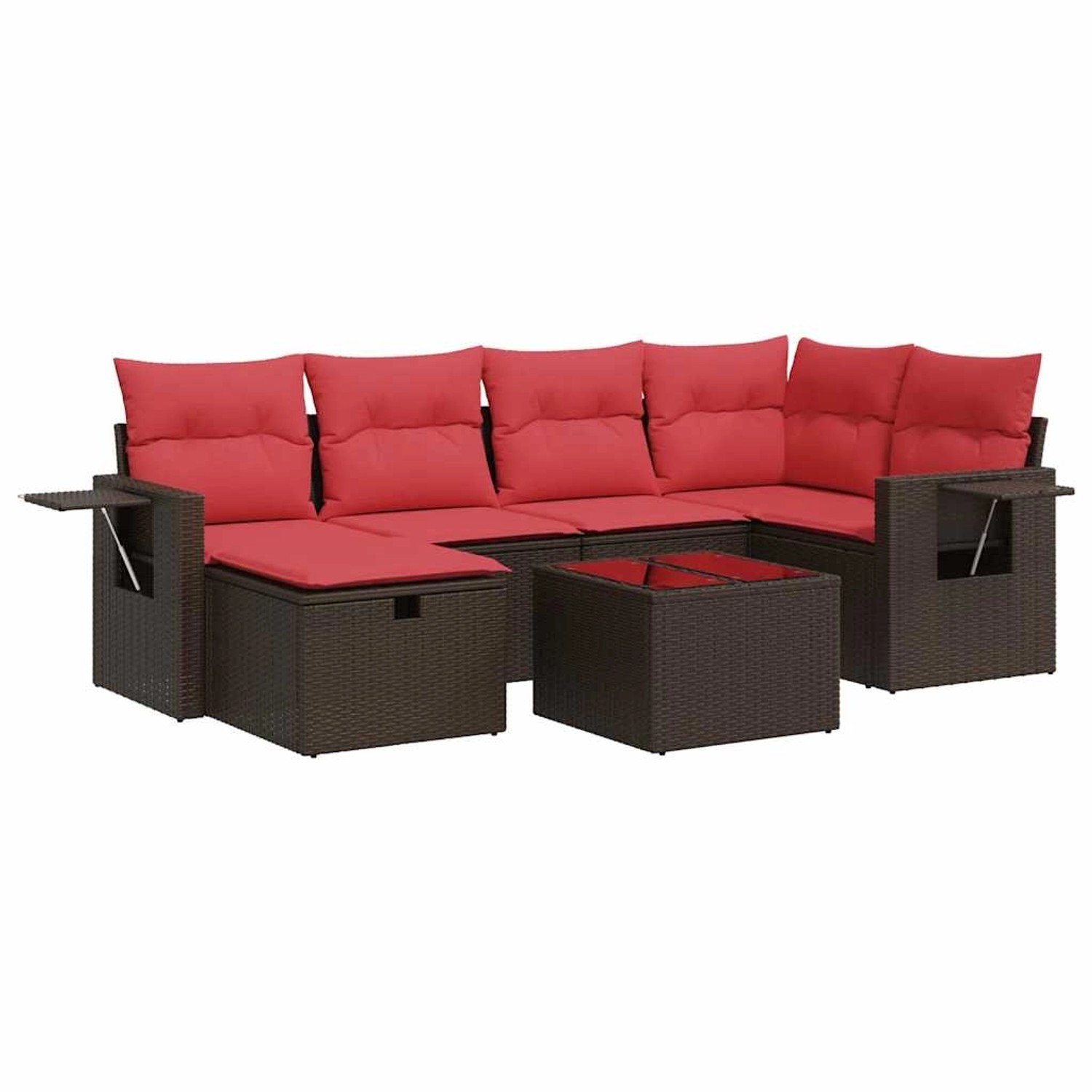 vidaXL 7-Tlg Garten-Sofagarnitur mit Kissen Braun Poly Rattan 3325500 günstig online kaufen