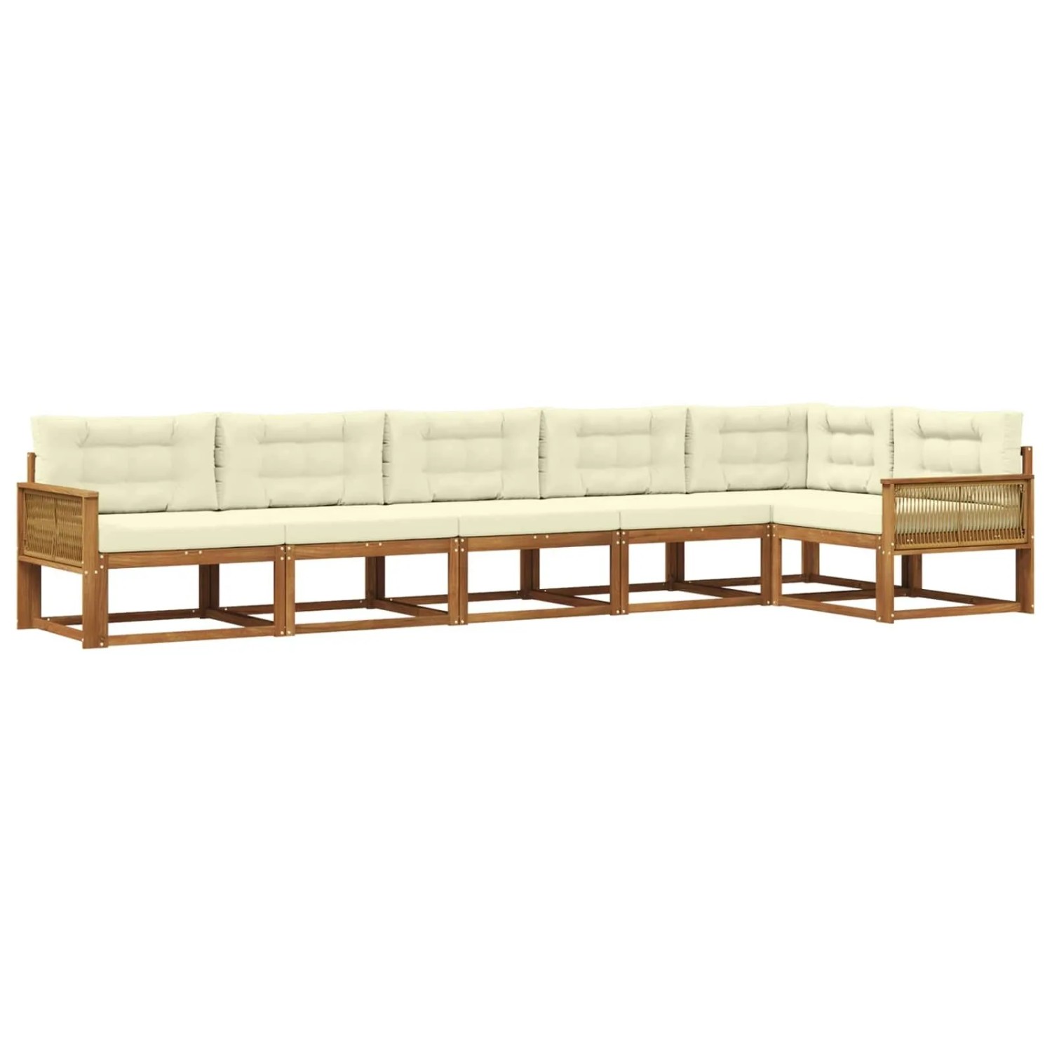 vidaXL Outdoor-Sofagarnitur mit Kissen 6 Stk Natur und Creme 3382608