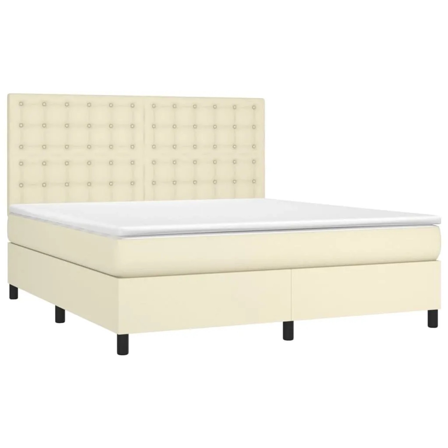 vidaXL Boxspringbett mit Matratze & LED Creme 180x200 cm Kunstleder 3135959