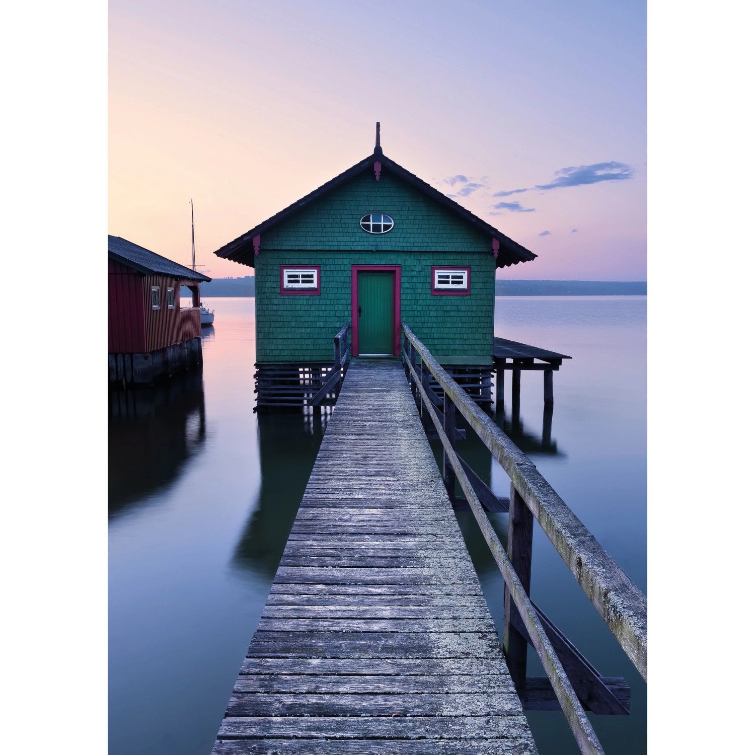 Vlies Fototapete Das grüne Bootshaus 200x280 cm
